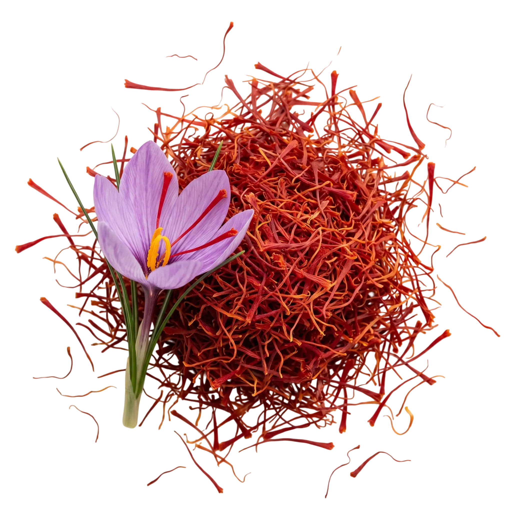 Saffron threads and Crocus sativus flower